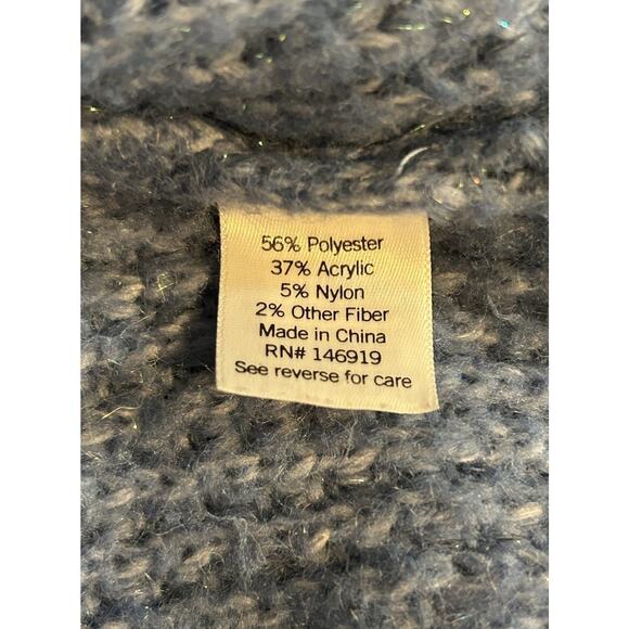 Lauren Conrad Women's Blue Cable Knit Sweater With Metallic Thread Cozy - XXL - Picture 5 of 6